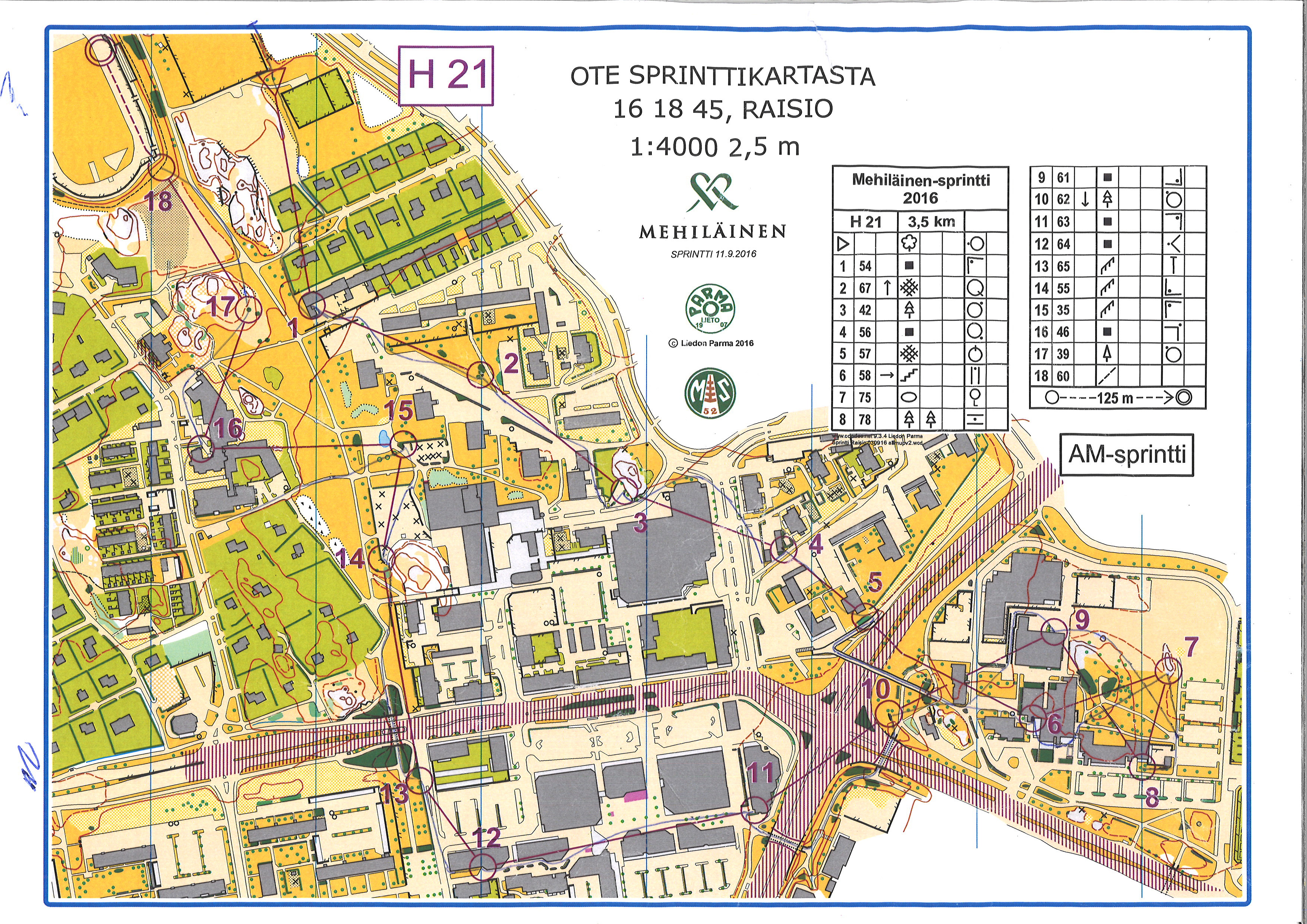 Mehiläinen-sprintti, 1. afdeling (2016-09-11)