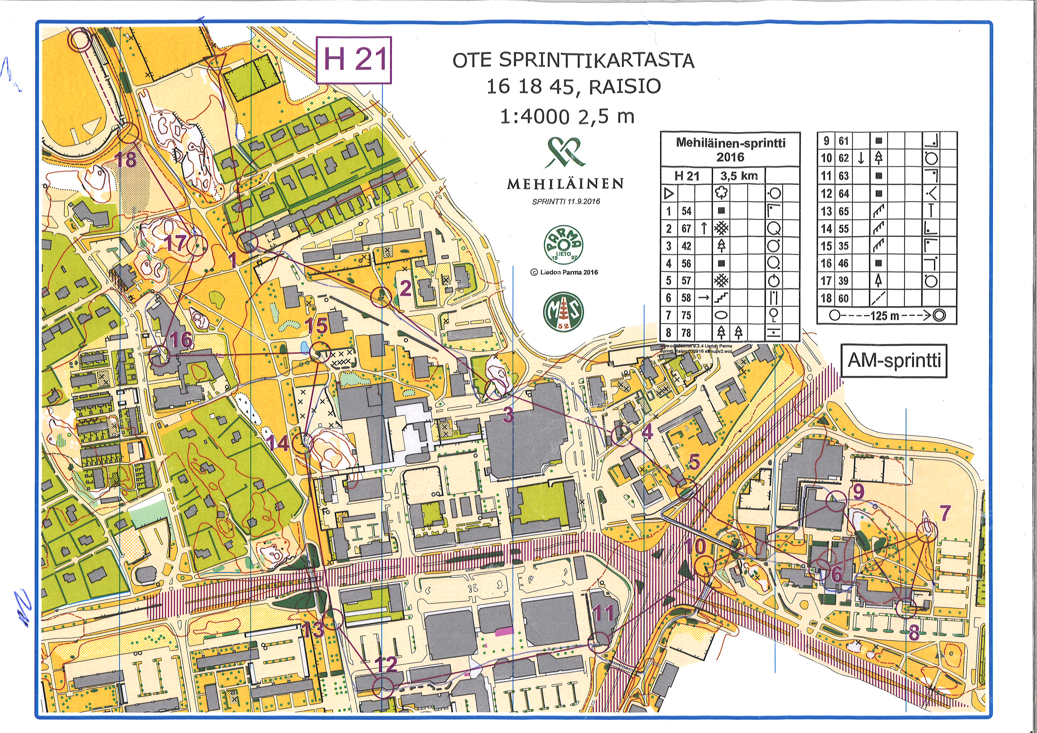 Mehiläinen-sprintti, 1. afdeling (11/09/2016)