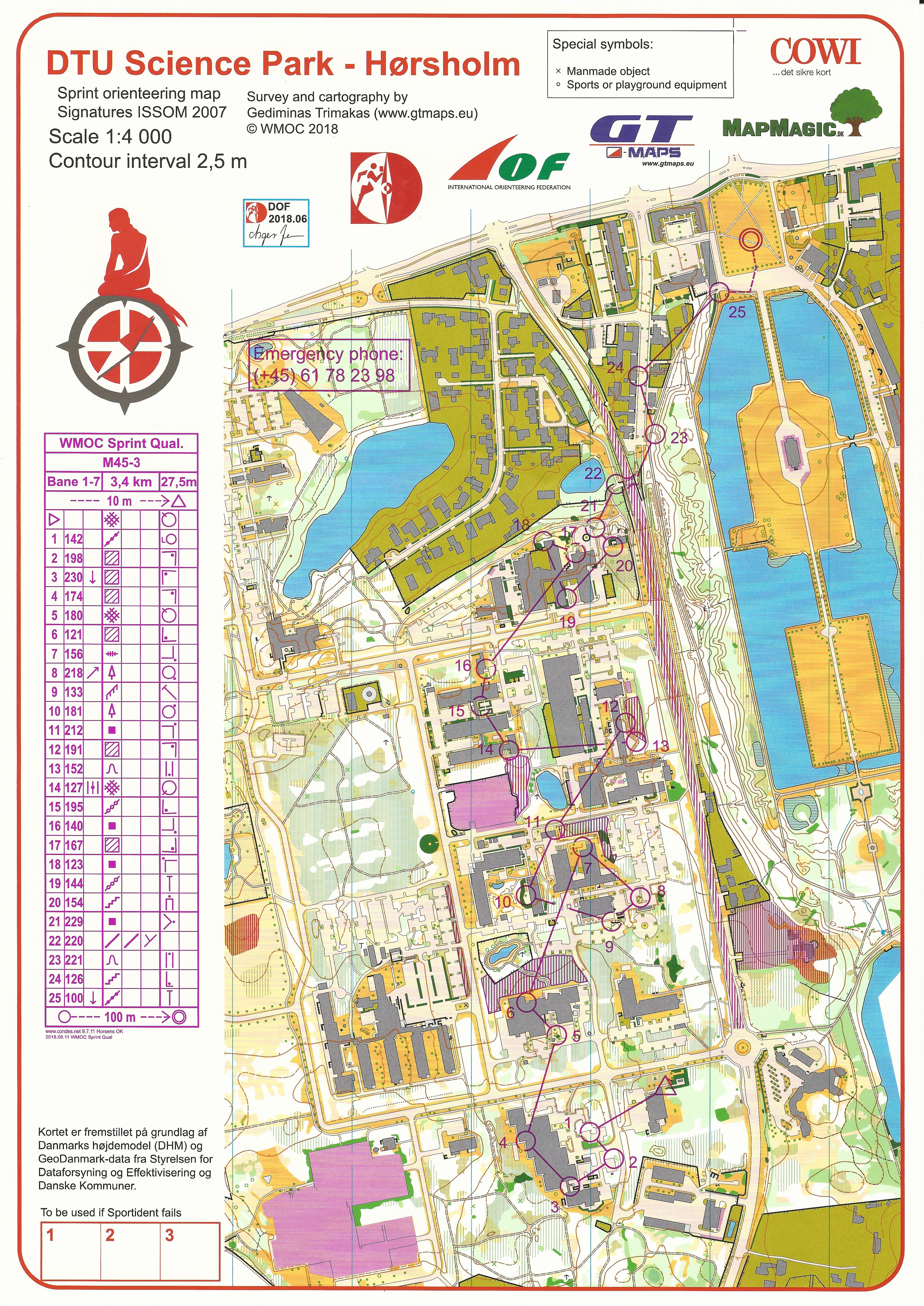 WMOC2018 Sprint Qualification, Hørsholm, M45 (07/07/2018)