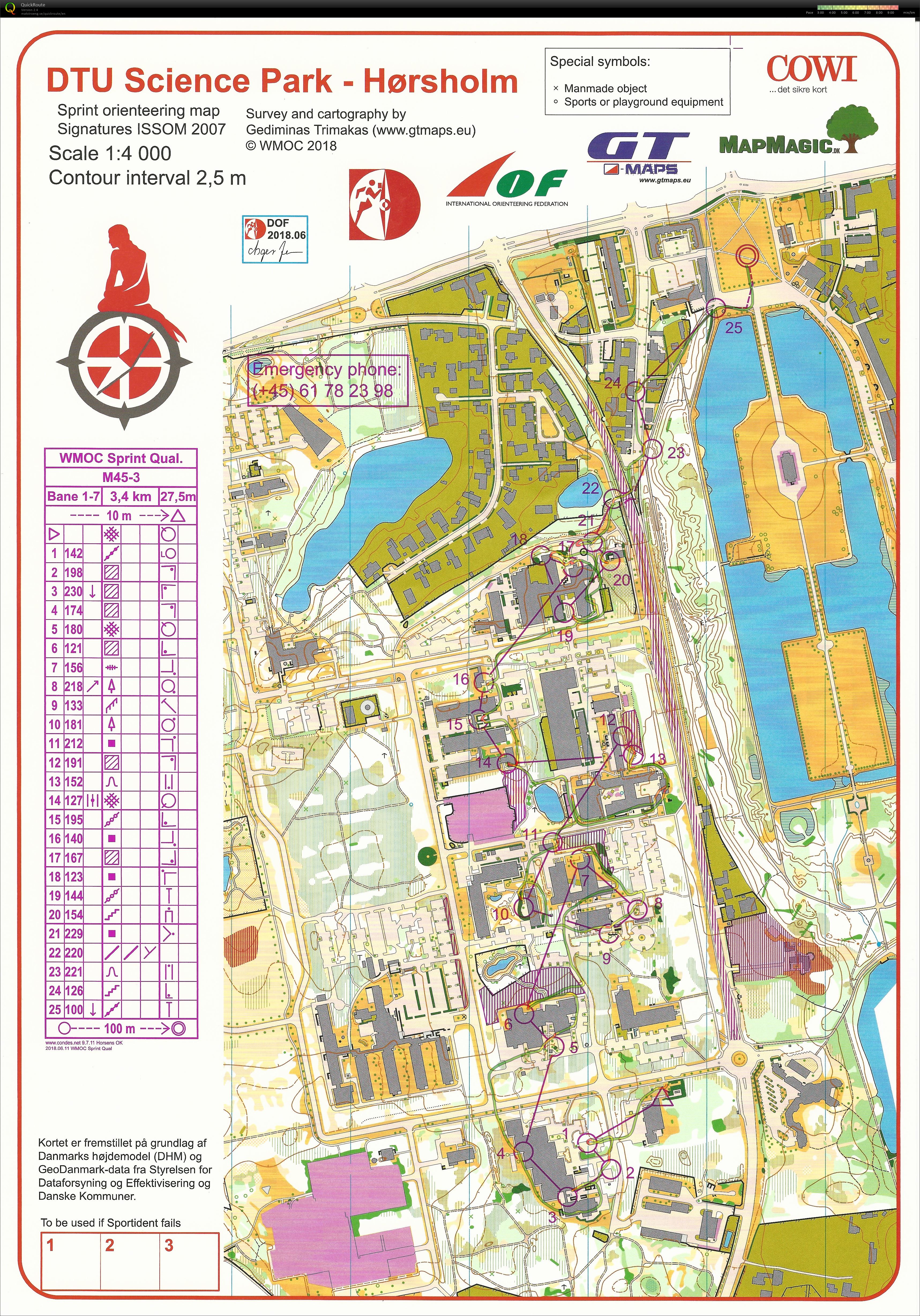 WMOC2018 Sprint Qualification, Hørsholm, M45 (2018-07-07)